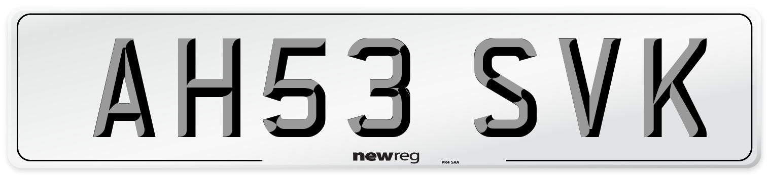 AH53 SVK Number Plate from New Reg